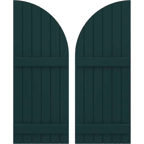 Ekena Millwork Americraft 6-Board (2 Batten) Wood Joined Board-n-Batten Shutters w/ Arch Top, ARW101BQ621X77FGH, PR ARW101BQ621X77FGH - main